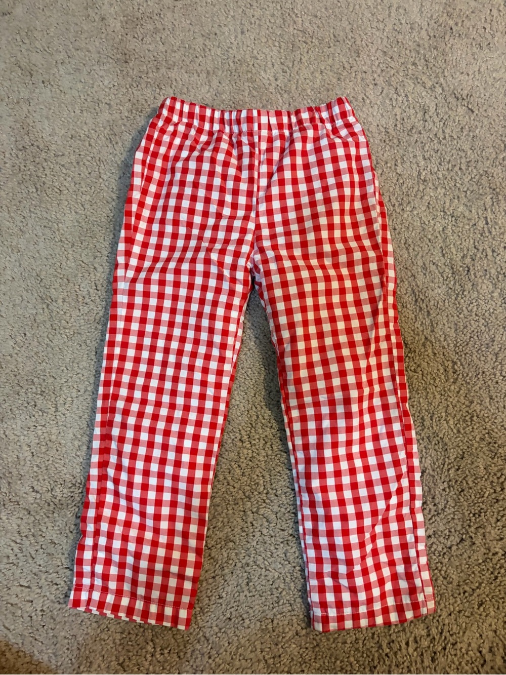 Red and White Gingham Kids Pants